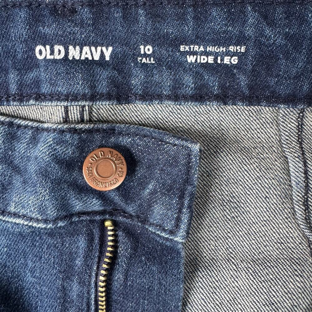 Old Navy Extra High-Waisted Trouser Wide-Leg Jeans Women's Dark Wash Denim - 10L - Picture 8 of 9